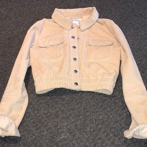 Cropped urban outfitters tan corduroy jacket